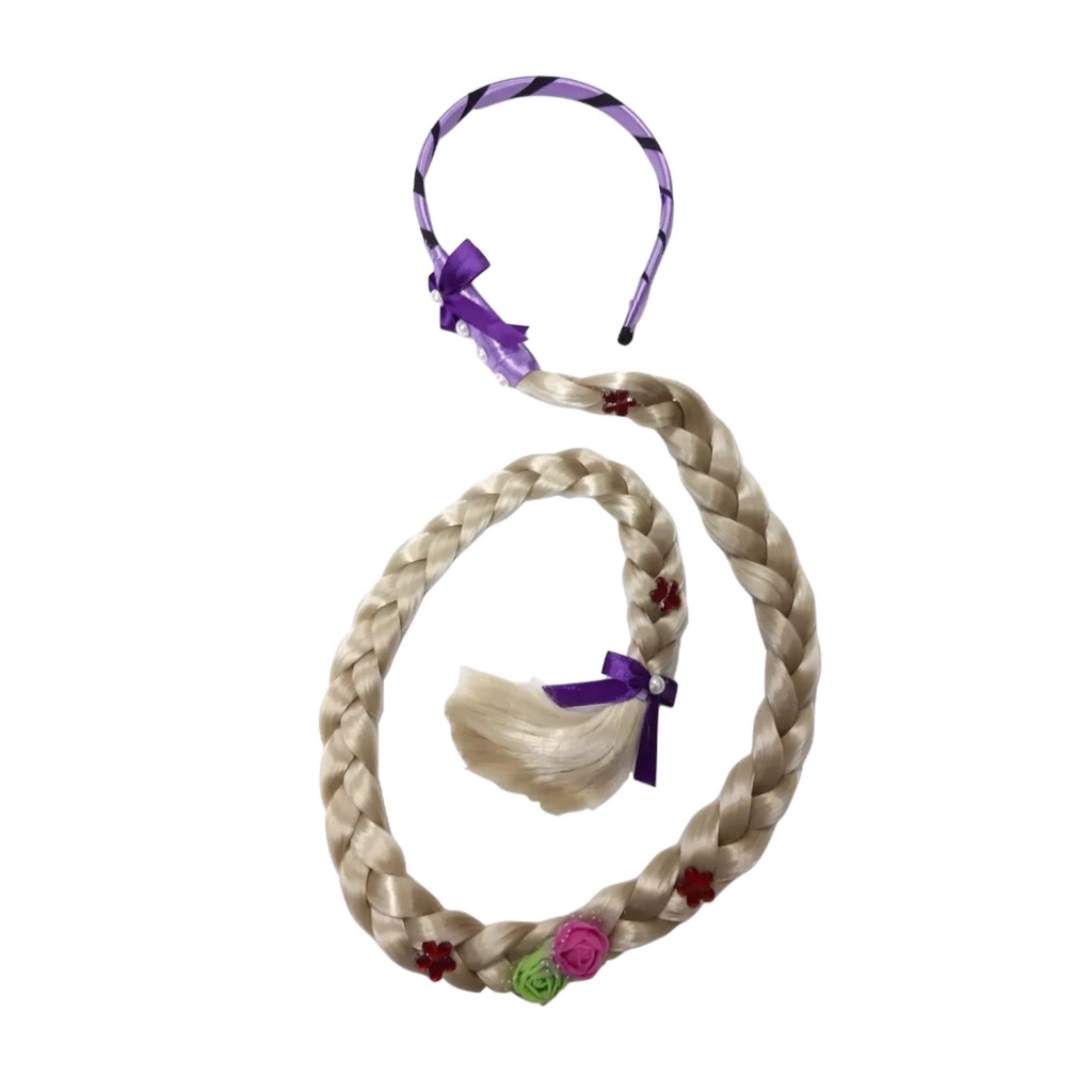 Trança Longa Rapunzel Tiara Princesa Infantil Festas