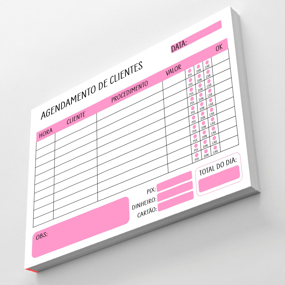 Bloco de Agendamento Cliente  1un 50fls 10x14cm