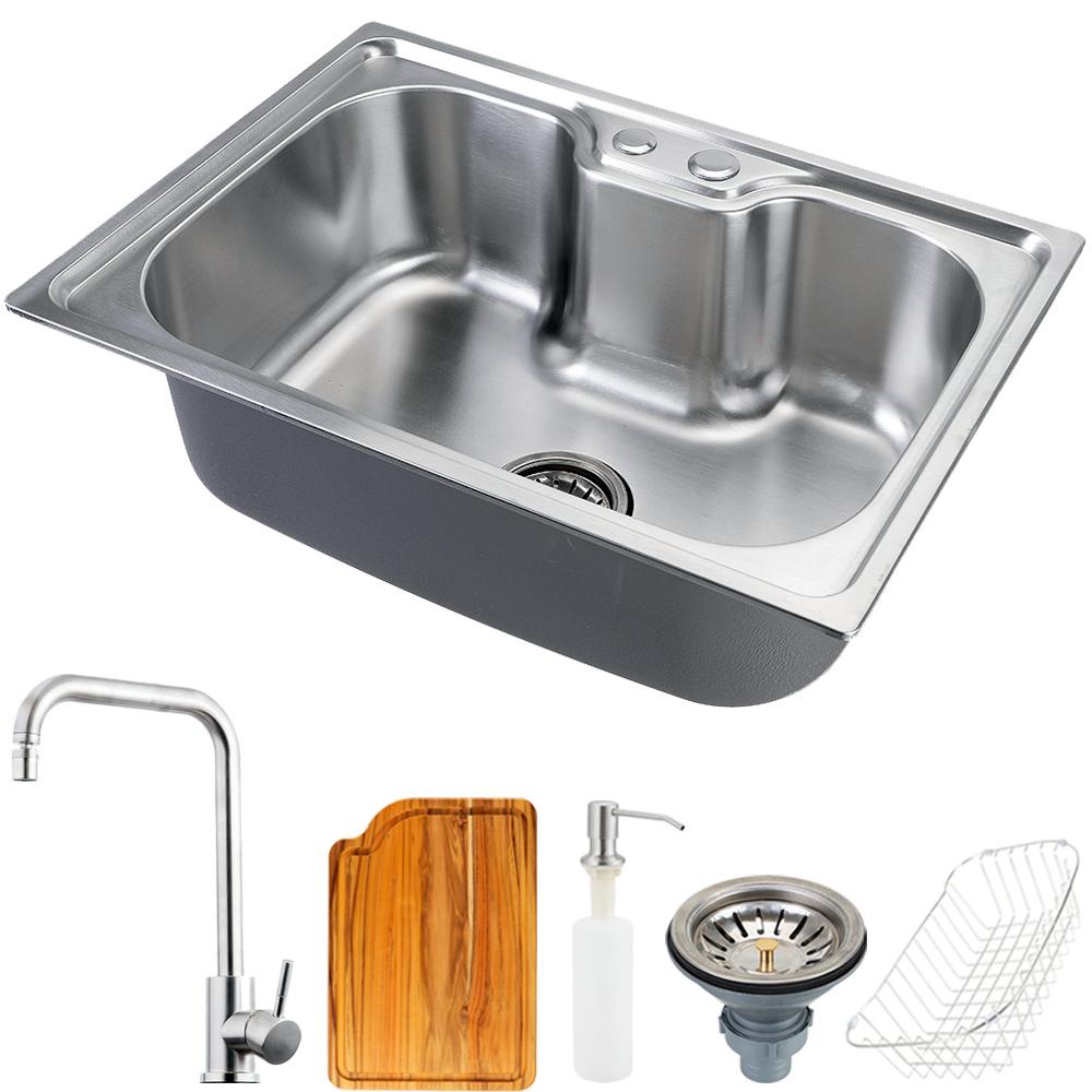 Cuba para cozinha gourmet pia aço inox com acessórios e tábua de corte Nawa 50 cm e Torneira gourmet Potengi Pingoo