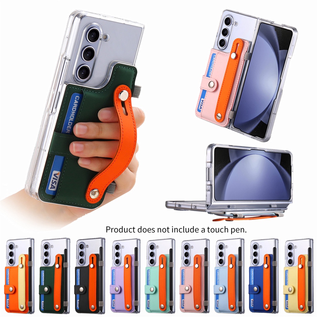 Com Capa Case Capinha De Pára-Choques Porta-Cartões Para Samsung Galaxy Z Fold 5 Wristband Fold5 Proteção Telefone