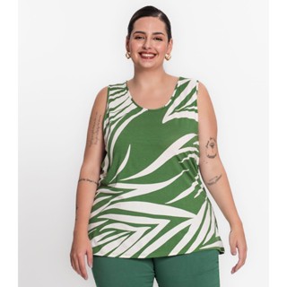 Regata Feminina Plus Size Linhas Secret Glam Verde