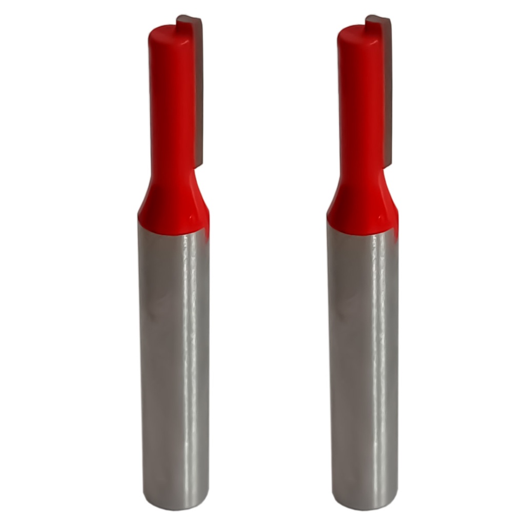 Kit com 2 Fresas Retas 4mm Haste 6mm Corte Duplo para Madeira Dente de Metal Duro para Tupia