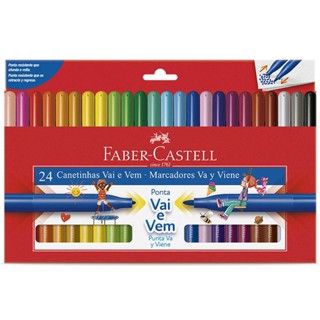 Caneta hidrográfica ponta Vai e Vem 150124VVZF com 24 cores Faber-Castell