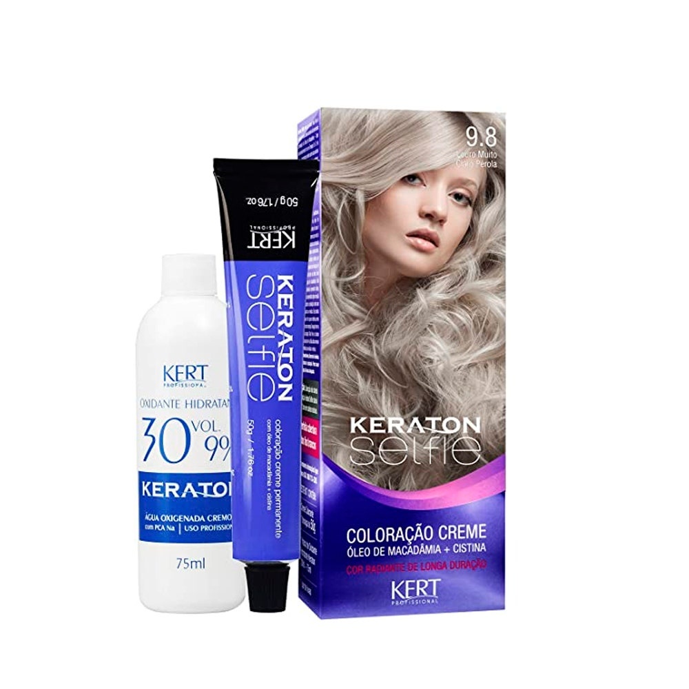 Tintura Keraton Selfie 9.8 Louro Muito Claro Pérola em Oferta na Shopee