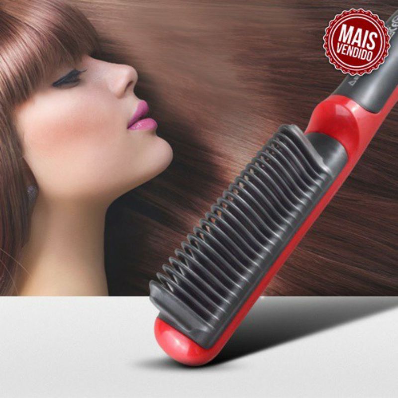Escova Secadora Multifunção Seca Alisa Modela Bivolt Pente Quente Alisador Efeito Liso Rápido - Straightener