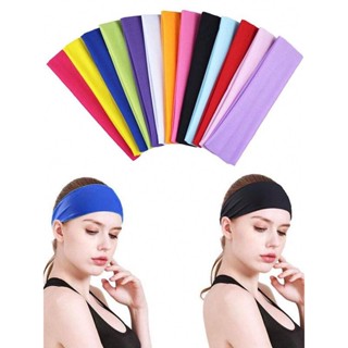 Kit 12ps Faixa lisa Testeira Faixa de cabelo elástica unissex esportiva para academia