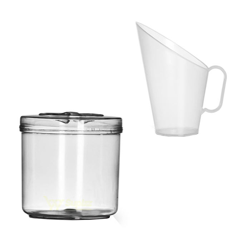 KIT - 1 POTE EM ACRILICO P/ GRANEL CEREAIS ALIMENTOS REDONDO 5L C/ TAMPA + 1 CONCHA