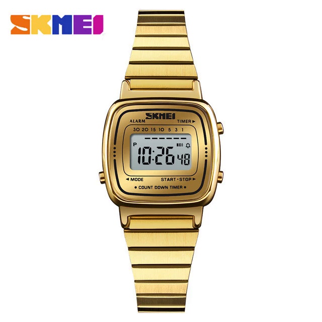 SKMEI 1901 Relógio Digital Feminino de Luxo Dial Pequeno Aço Inoxidável Impermeável em Oferta na Shopee