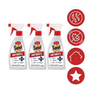 Kit Com 3 Antimofo Sanol A7 330Ml Gatilho - Ação Bactericida
