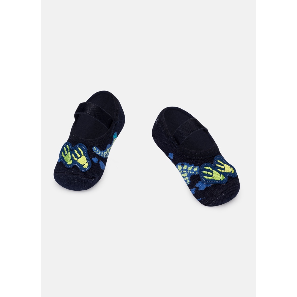 Meia Sapatilha com Antiderrapante e Aplique Bebê Dinossauro Fósseis - Puket