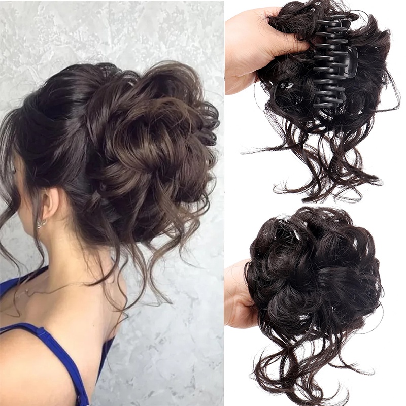 Garra Sintética Chignon Faixas De Cabelo Encaracolado Falsas