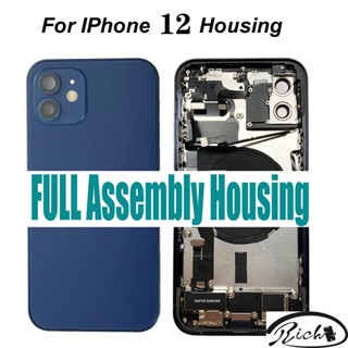 Carcaça Completa Para iPhone 12 Tampa Traseira Da Bateria De Vidro Chassi Com Estrutura Central Cabo Flexível Substituição Montagem