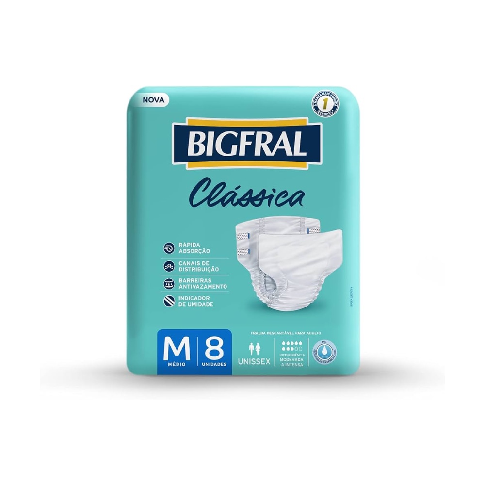 Bigfral Fralda Geriatrica Classica M 8Un Bigfral Fralda Geriatrica Classica M 8Un