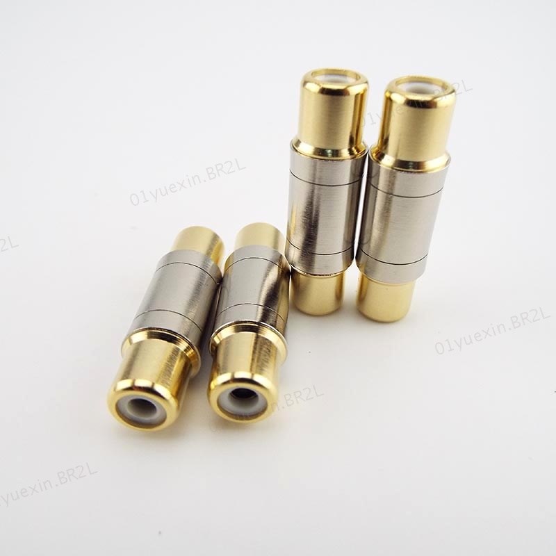 Conectores RCA Duplos Revestidos A Ouro Fêmea Tomada Adaptador Reto De Cabo Do Alto-Falante Extensor BR2L