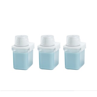 Kit de 3 porta sabão em pó 1,1L com copo dosador e travas de lavanderia - Oikos