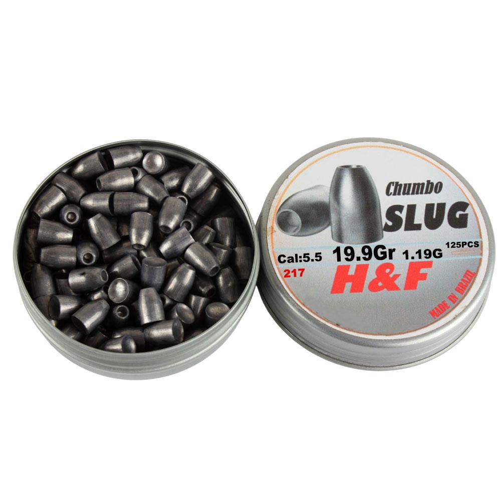 Chumbinho Slug 5.5mm 1.19g 19.9GR 125un - Slug H&F