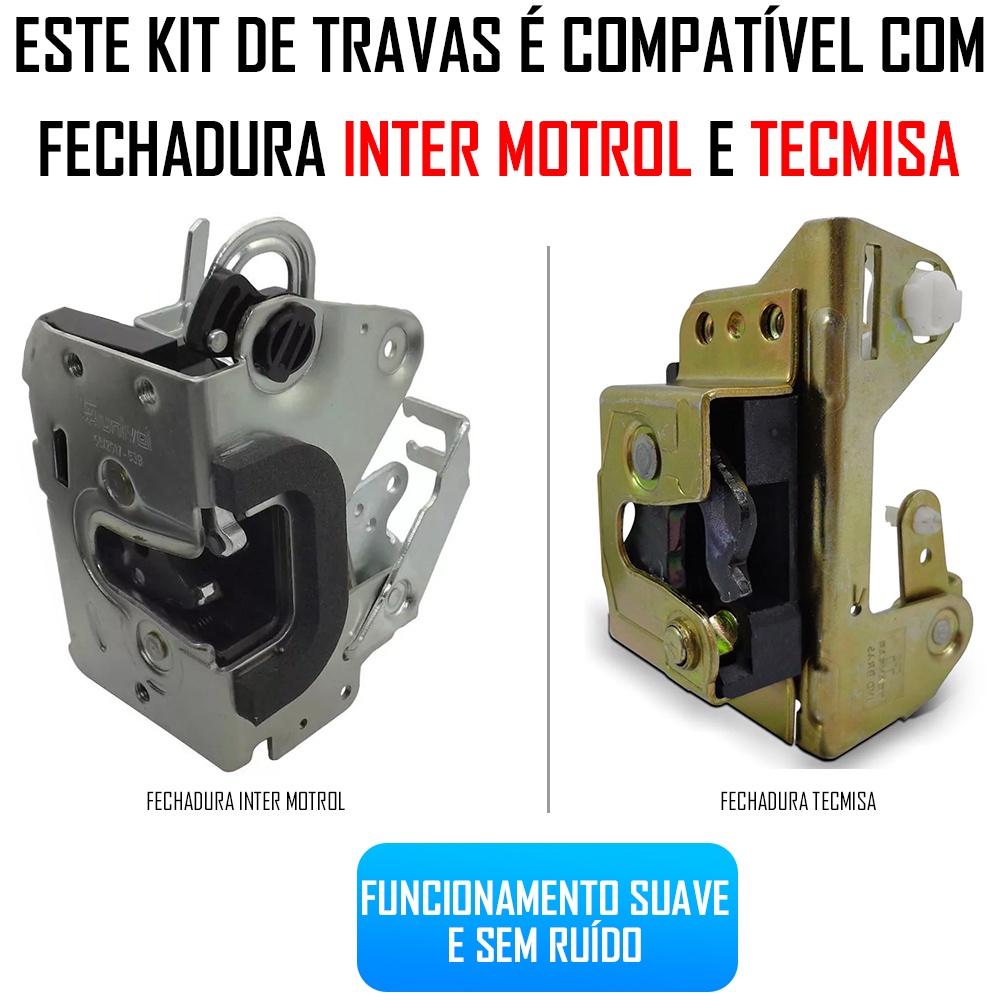 Kit Trava Elétrica Tragial Gol Parati G2 G3 G4 e Fox Até 2009 4 Portas Compatível Fechadura Inter Motrol e Tecmisa — imagem 2 de 2