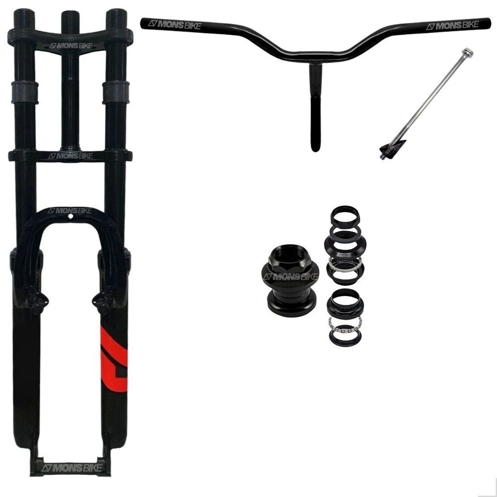 Suspensão Bike MTB Aro 26 2 Andar + Caixa de Direção Standard + Guidão Conjugado Bicicleta