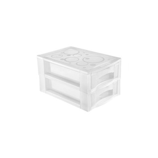Gaveteiro de Mesa Plástico Médio com 2 Gavetas Cristal Bel Ordene