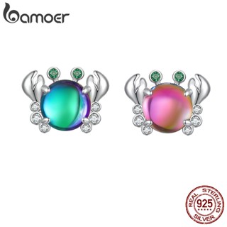 Bamoer 925 Sterling Sliver Charme De Caranguejo Deslumbrante Pingente De Design De Vidro Colorido BSC848