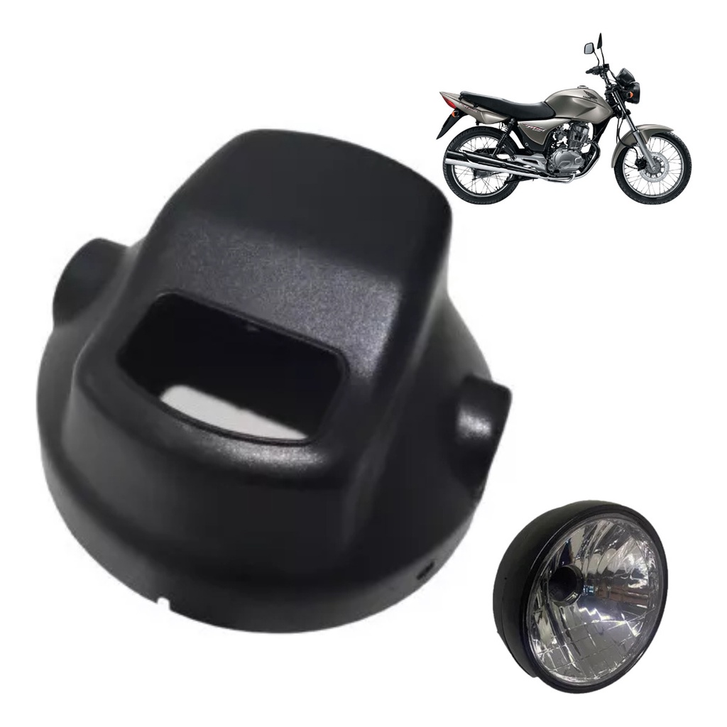 Carcaça Farol Moto Cg 150 Titan 2004 A 2008 Fan 2000 A 2013 Preto
