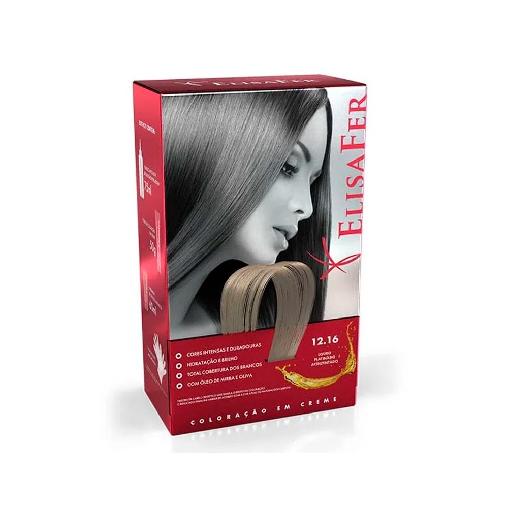 Tintura Elisafer 12.16 Louro Platinado Acinzentado