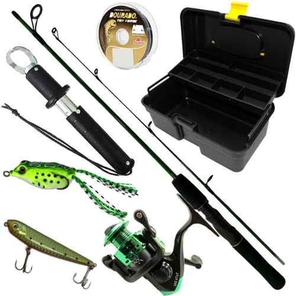 Kit De Pesca Predador Vara 1,20m 6kg Molinete Maleta Alicate Iscas - Sports & Outdoors
