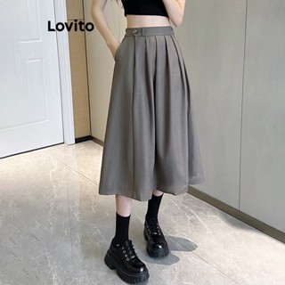 Lovito Saias Básicas Casuais Lisas Com Renda Para Mulheres LNE35068 (Verde Pálido/Preto)