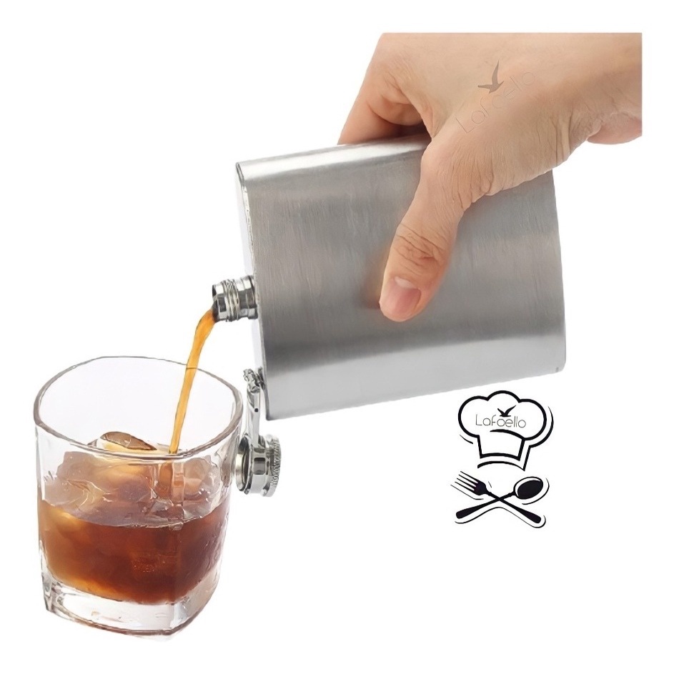 Cantil De Bolso Porta Bebida Aço Inox Whisky Vodka Rum 180ml