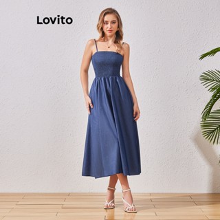 Lovito Vestido Jeans Casual Liso Com Bata Para Mulheres LBL07068