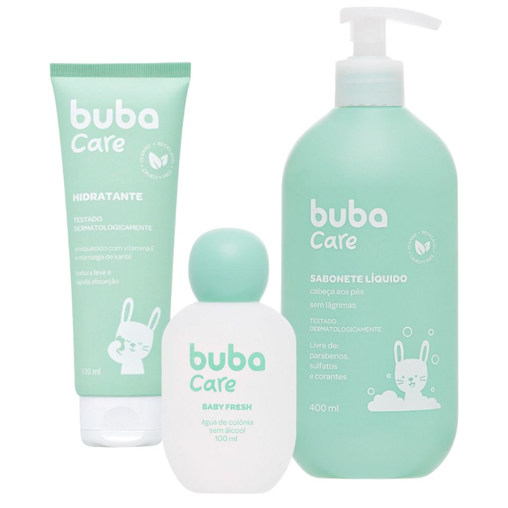 Kit Sabonete Líquido Colônia Baby Fresh 100ml E Hidratante Bebê Pele Sensível Buba Care - Mom & Baby