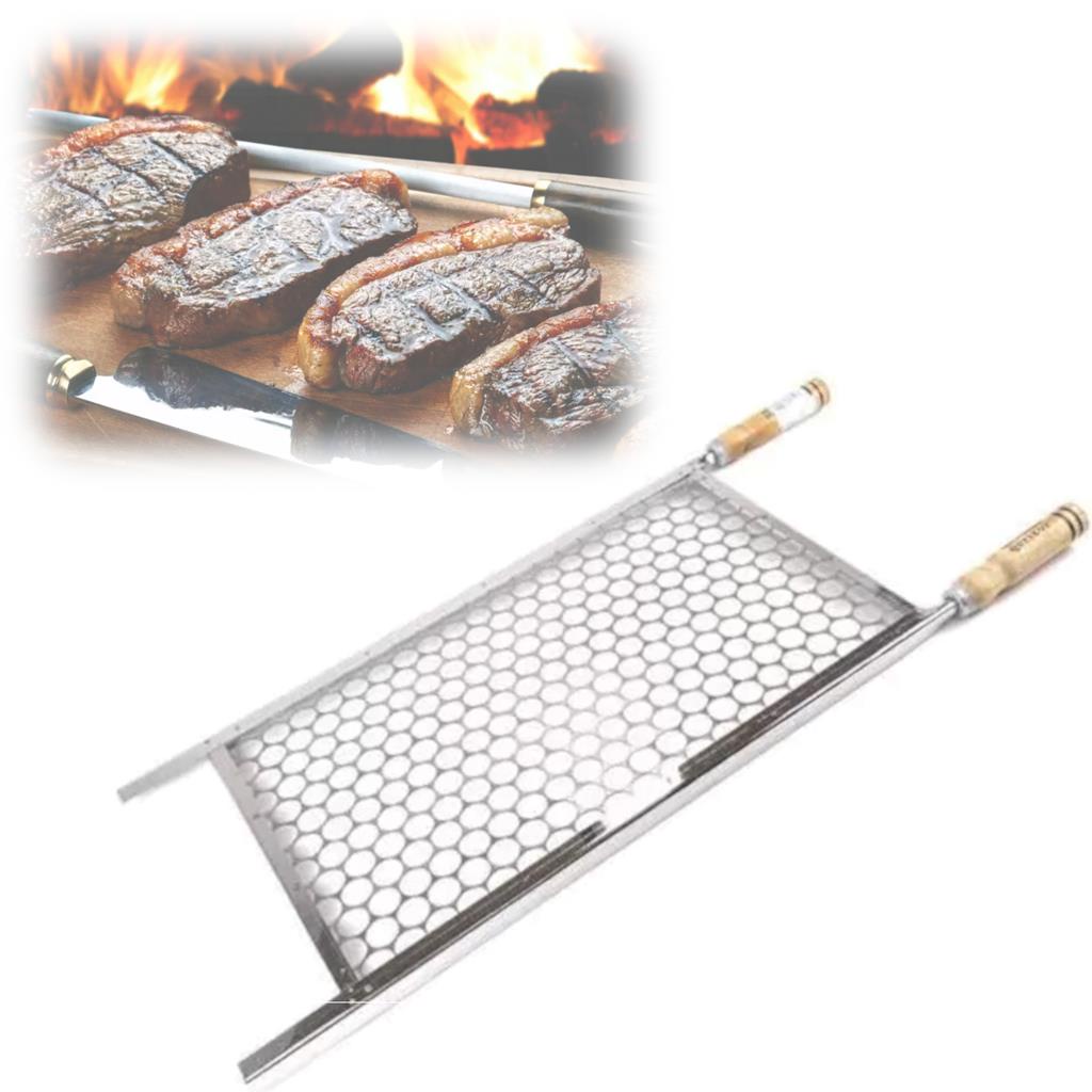 grelha churrasco inox moeda para churrasqueira 30x50cm