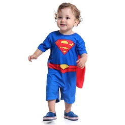 Fantasia Infantil Super Homem Bebê Com Capa Liga Da Justiça