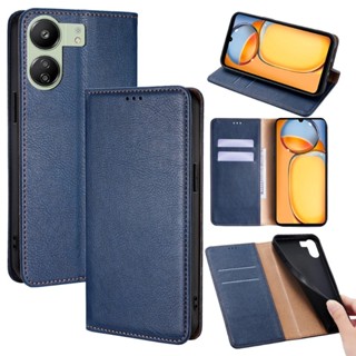 Para Redmi 13C 12C 11A Carteira De Couro Flip Stand Card Slots Fivela Magnética Back Cover