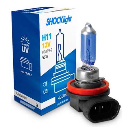 LAMPADA HALOGENA SUPER BRANCA H11 12V 55W SHOCKLIGHT SL-120011SBP em Oferta na Shopee