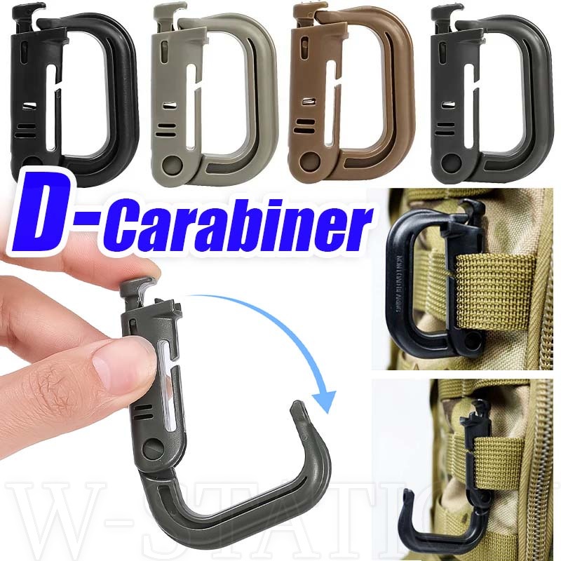 Mosquetão Para Serviço Pesado Ao Ar Livre Tipo Snap-Clip Plástico Tático D Locking Ring-Fivela Chaveiro De Mochila Multiuso-Camping Fishing Hiking Traveling