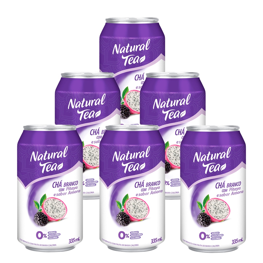 Chá Branco Natural Tea Pitaya e Amora 335ml 6 Unidades