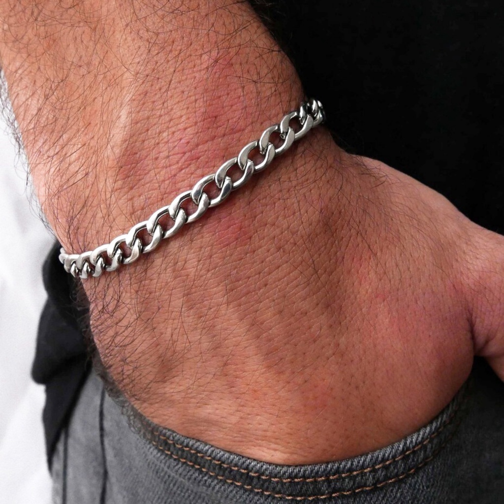 Pulseira Masculino de 6mm. Pulseira Moderna de Corrente de Aço Inoxidável em Oferta na Shopee
