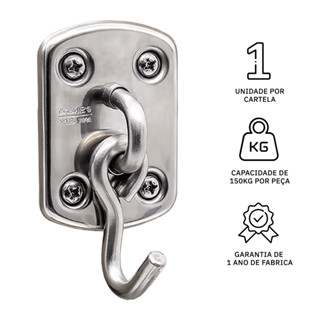 Gancho Armador De Rede Linha 250 Inox Polido - Silvana