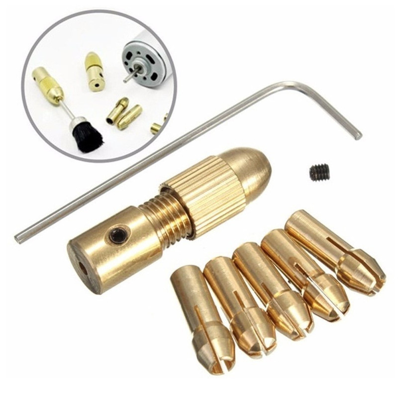 7 Pçs/set 2.35/3.17/4.05/5.05mm Latão Dremel Collet Mini Mandris De Broca Para Eixo Do Motor Elétrico Ferramenta Adaptad