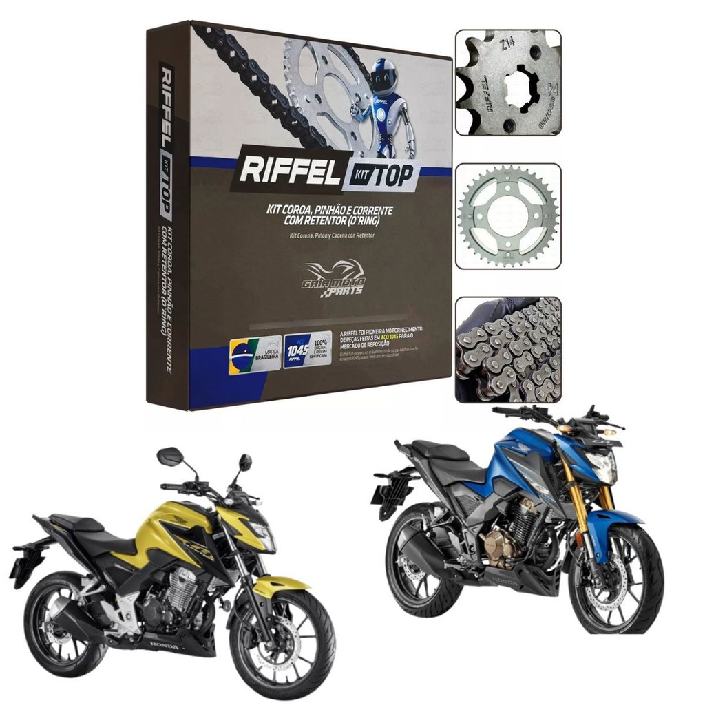 Kit Relação Tração Transmissão Cb Twister 300 2023 Até 2024 Original RIFFEL