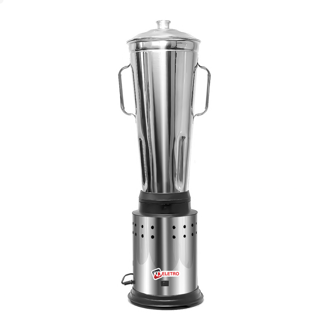 Liquidificador Industrial  Baixa Rotação 8 Litros Preto e Prata Jarra de Aço Inoxidável Bivolt-