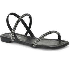 Rasteira Via Marte Strass Feminina - Preto