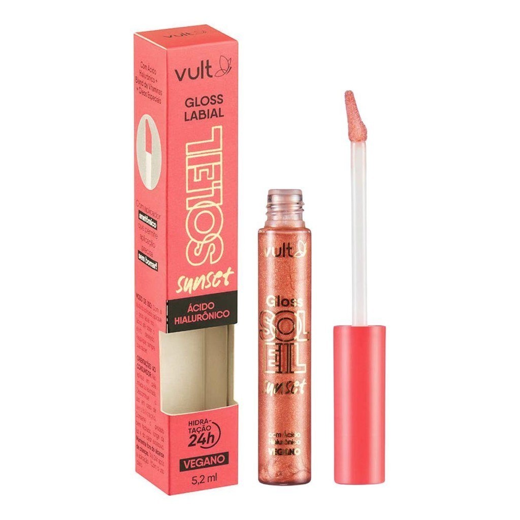 GLOSS LABIAL VULT SOLEIL SUNSET ÁCIDO HIALURÔNICO PRAIANA 5,2ML