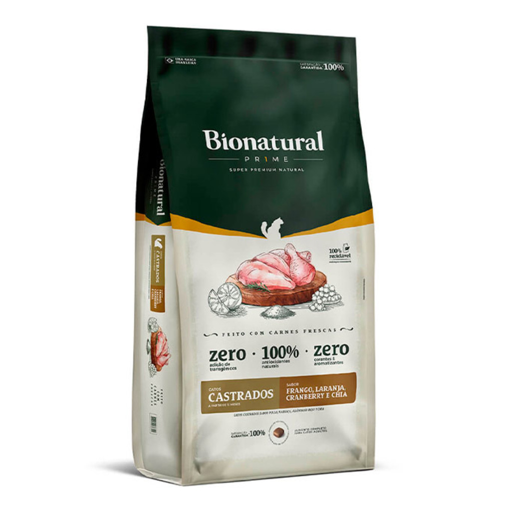Ração Bionatural Prime Gatos Castrados Sabor Frango 1,5kg em Oferta na Shopee