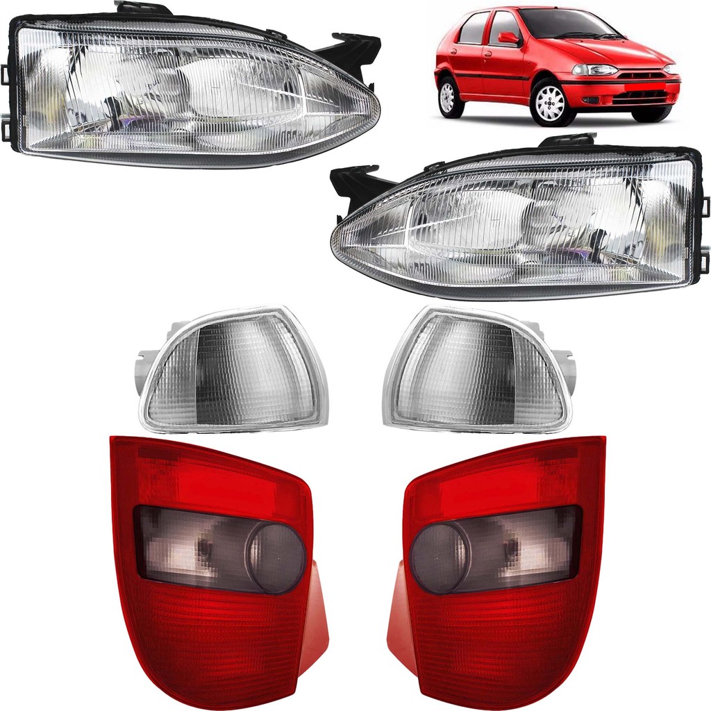KIT Farol Lanterna Palio 1996 1997 1998 1999 2000 G1 PC FU Cromado