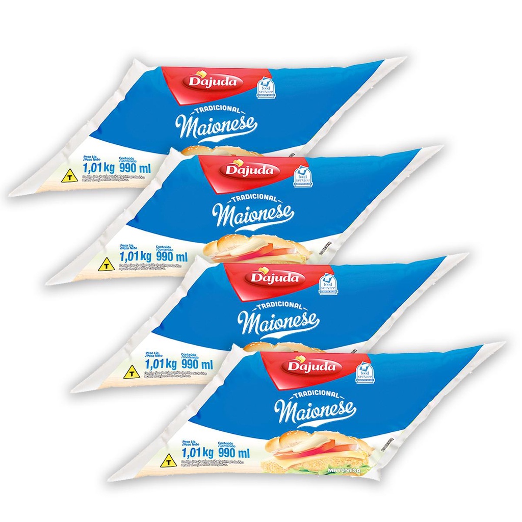 4Un Maionese DAjuda Bisnaga 1Kg Para Restaurante Lanches Petiscos Pastéis Batata Frita