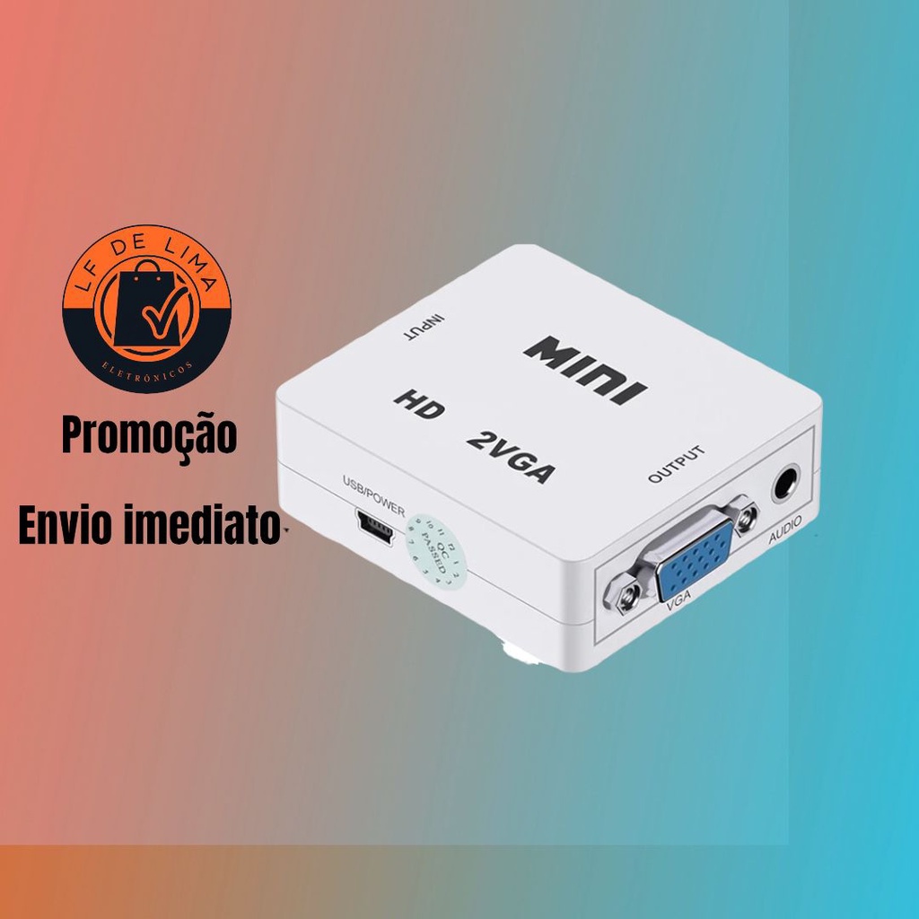Mini Adaptador Conversor VGA para HDMI Transmite Áudio e Vídeo (VGA2HDMI)