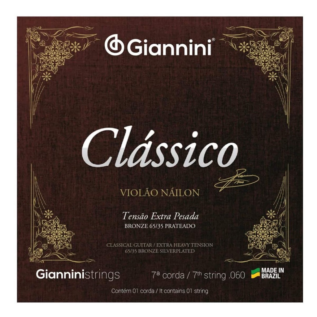 Corda Violão Nylon Giannini Clássico GENWXPA-7° Corda Bronze Extra Pesada ( 7° corda única )