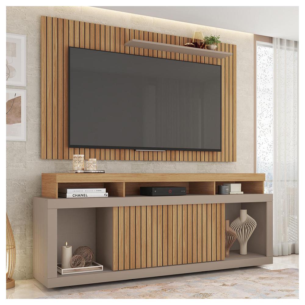 Rack Com Painel TV até 65 Polegadas Marrom Life Caemmun em Oferta na Shopee